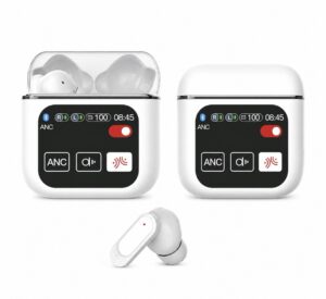 auricular bluetooth sd09 con pantalla inteligente anc/enc blanco